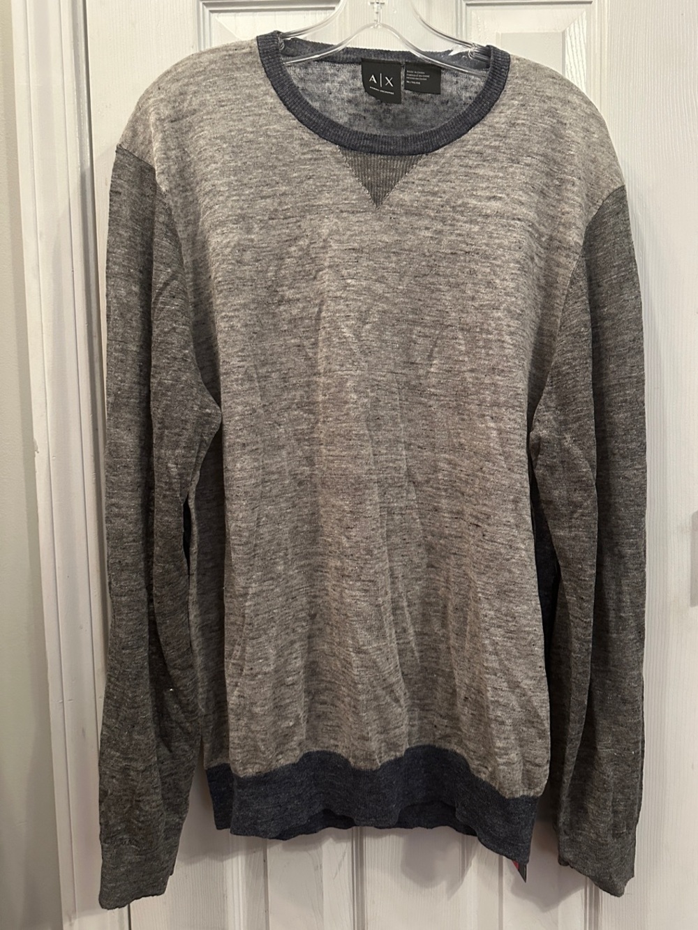 A/X Armani Exchange Two-Tone Gray Crewneck Sweater